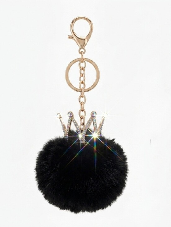 Unbranded Accessories - Plush Pom Pom Crown Key Chain/Bag Charm